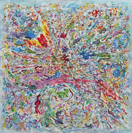 amour acrylique sur toile 100 x 100 cm 2024