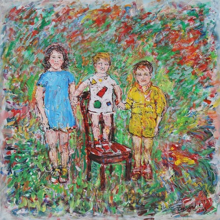 dans le jardin acrylique sur toile 100 x 100 cm 2025