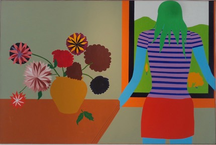 Emanuel PROWELLER  Elisabeth et le bouquet de dahlias 1970