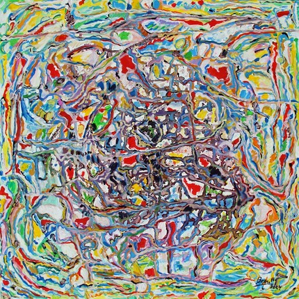 labyrinthe acrylique sur toile 100 x 100 cm 2024