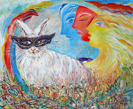 le lapin a venise acrylique sur toile 120 x 100 cm 2025