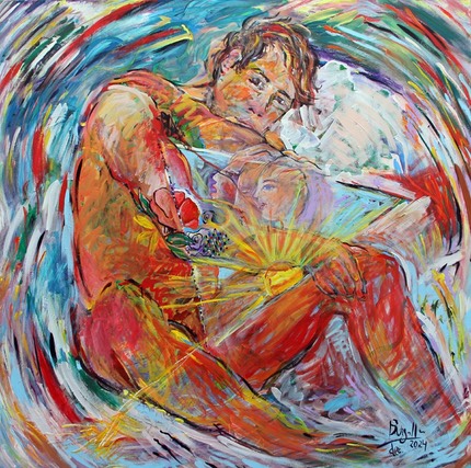 le triangle bleu acrylique sur toile 100 x 100 cm 2024